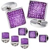 HAWSON Graceful Square Purple Crystal Man Tuxedo Cufflinks Shirt Studs