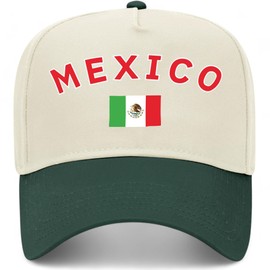 Mexico Vintage Trucker Hat | Mexican Flag | Premium Snapback Baseball Hat for Men & Women (US, Alpha, One Size, Green/Natural)