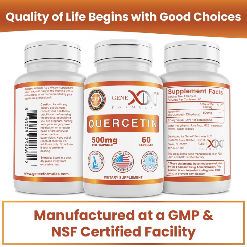 Genex Formulas Quercetin 500mg -60 Capsules for 60 Day Supply