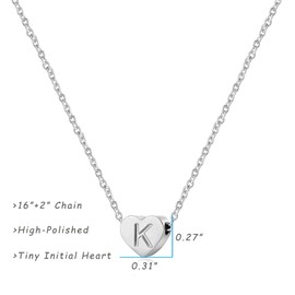 Rnivida Tiny Initial Heart Necklace, Dainty Stainless Steel Tiny Alphabet Letter Pendant Necklace for Women (Silver - K)