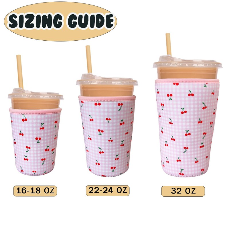 Reusable Insulated Neoprene Iced Coffee Cup Sleeve, Durable Drink Sleeve