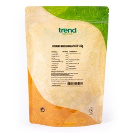 Trend Organic Macadamia Nuts: Wholesome Snacking for Adults and Kids, Baking, and Nutrient-Rich Recipes - High Fibre, High Protein - Certified Organic, Vegan, Non-GMO, No Preservatives, Raw, 500g