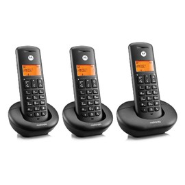Motorola E203 Cordless Landline House Phone, Home Phone, Nuisance Call Blocking, Do Not Disturb Button, Amber Backlit Display, Trio Handset Pack