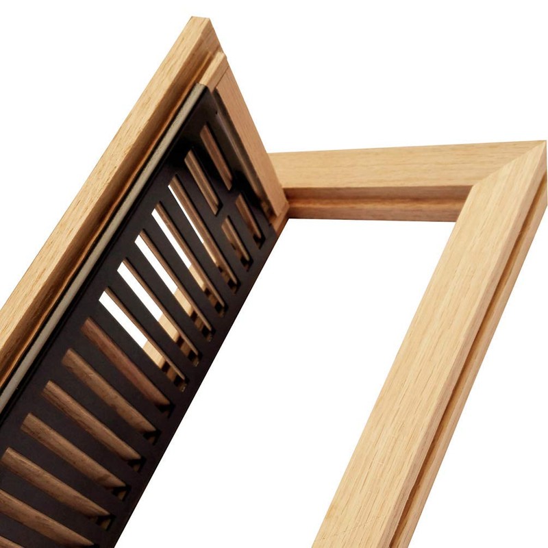 Red Oak Wood Flush Mount Floor Register Vent Cover, 2-1/4