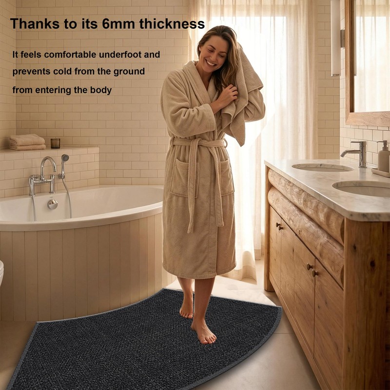 EUPXRHY Non-Slip Curved Bath Mat, Semi Circle Bathroom Rug, Quick