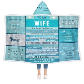 Birthday Gifts for Wife, to My Wife Doubleside Wearable Blanket Hoodie Christmas Anniversary Wedding Gifts, Wife Birthday Gift Ideas Valentine Romantic Gifts for Her, Wife Gifts from Husband 47x72in