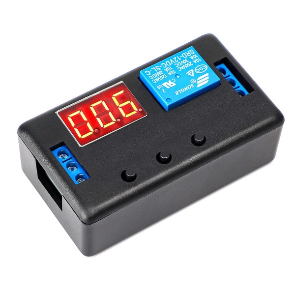 DROK 12 Volt Timer Relay, 0.1s to 999min 50mA 4-Mode On-Off Automotive Digital Delay Relay, Electric Delay Timer Switch, Cycle Time Delay Module with LED Display