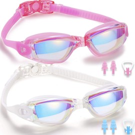 Fpxnb Swim Goggles, 2 Pack Swimming Goggles for Adult Men Women Youth Kids Child, No Leaking Anti Fog Waterproof 180 Degree Clear Vision Triathlon Pool Goggles