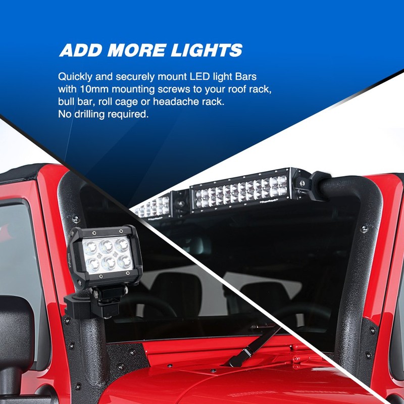Nilight 90023D 4-Pack Standard 4PCS Mounting Bracket Kit LED Off
