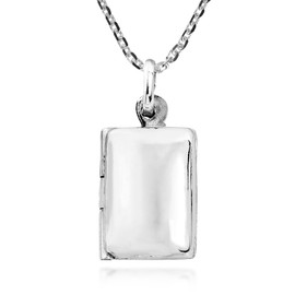 AeraVida Cute & Engravable Rectangular Locket .925 Sterling Silver Pendant Necklace | Sterling Silver Necklace for Women | Long Necklaces for Women | Necklace Women