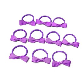 10 Bundle Set School Hair Bobbles for girls. Girls Toddlers Bow Elastic (Purple)
