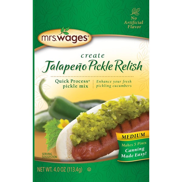Mrs. Wages Quick Process Mix, Medium Jalapeno Pickle Relish, 46.8 Oz, Pack of 12