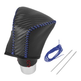 VekAuto 1 Pcs Gear Shift Knob Cover for Lexus ES300h 2018-2023 Anti-Slip Faux Leather Black Carbon Fiber Blue Stick Shifting Handle Protector