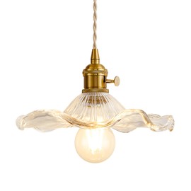 GloMuse Pendant Light Fixture Glass Hanging Light Flower Light Fixture Pendant Lights Modern Lighting Bedroom Kitchen Island Hallway Bathroom Green Wave Style