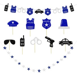 1 cartoon flag, 9 card inserts and 1 star flag, police party decorations, creative decorations.