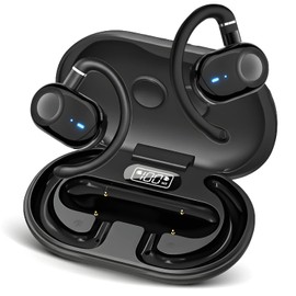 Auriculares de oído abierto, auriculares abiertos con altavoces de 16 mm, Bluetooth 5.4 inalámbrico, rotación biaxial, ligero, tiempo de reproducción de 20 horas, auriculares Bluetooth para correr