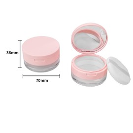 Feilguee 1PCSLoose Powder Cocntainer No Leaks Empty Reusable Plastic Loose Powder Compact Container Makeup Sponge Powder Puff,Mirror and Elasticated Net Sifter