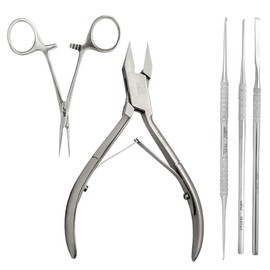 Kit Podólogo Aashta 1 Alicate, 1pinza Mosquito, 2 guiadores 1 cucharilla doble punta