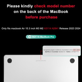 May Chen Compatible with MacBook Air 15 inch Case A3114 M3 A2941 M2 Chip 2024 2023 Release, Sturdy Protection Finish Hard Shell Case Cover with Fold Kickstand & Keyboard Cover, Cherry Blossom