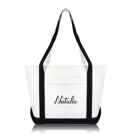 DALIX Womens Custom Names Monogrammed Premium Embroidered Tote Bag Natalie
