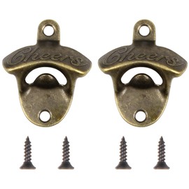 Lotnery Vintage Cast Iron Wall Mounted Bottle Opener 2-Pack with Self-Tapping Screws - Rustic Pub-Style Opener for Home Bars, Gardens & Kitchens | Heavy-Duty Cap Catcher Design