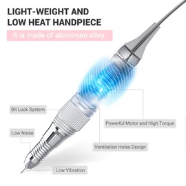 MELODYSUSIE Scarlet Nail Drill 30000RPM, Professional Low Noise, Low Vibration, Electric Nail Files, Nail Drill Machine for Acrylic Nails and Gel Nails, Electronic equipment(Pink)