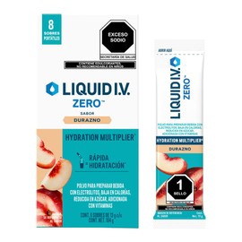 LIQUID I.V. Zero Electrolitos y Vitaminas en Polvo para preparar Bebida Hidratante sabor Durazno, 8 Sobres