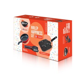 Bajaj Non-Stick Breakfast Gift Set (Multi Snack Maker 2.2 mm, Sandwich Griller 2 mm & 2 Minute Fry Pan 16 cm Diameter) from Nirlep