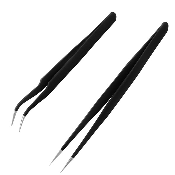 Sularpek 2 Pcs Lash Tweezers, Eyelash Extension Tweezers, Fine Point
