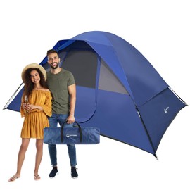 5 Person Camping Tent - Includes Rain Fly and Carrying Bag - Easy Set Up Tent for Backpacking, Hiking, Festivals or Parties by Wakeman Outdoors (Blue)