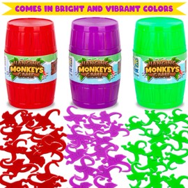 Gamie Hanging Monkeys Game - 3 Barrels with 30 Monkeys Each - Fun Games for Family Game Night - Indoor Games for Kids and Adults - Develops Fine Motor Skills - Retro Party Games for Ages 3 and Up