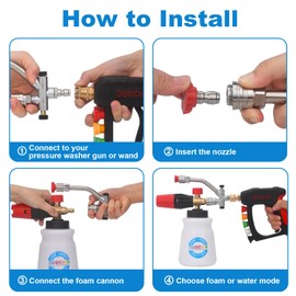 DUSICHIN Pressure Washer Short Gun Foam Cannon 1/4" Quick Connector,Car Wash Foam Gun Kit Dual Connector Accessory,Pressure Washer Nozzle Tips 3/8'' Swivel Quick Connector,Not Use with Garden Hose