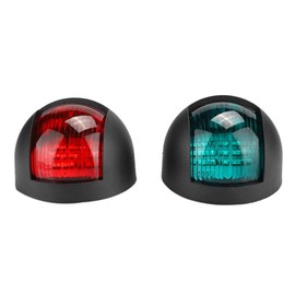 Gorgeri 2Pcs Boat LED Light, 12V 24V Boat Navigation Light Marine Yacht Red Green LED Indicator Light (Black)