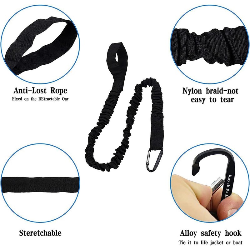XIAOJINGQINGAQ Kayak Paddle Ropes Kayak Paddle Leash Elastic Canoe Paddle