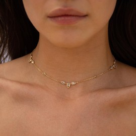 SELSHE Choker Necklace for Women,Dainty 14K Gold Plated Chain Choker Necklaces Waterproof Statement Gold Necklace Simple Gold Necklaces for Women Trendy Gold Jewelry Charm Necklace