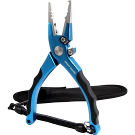 Crazy Shark Aluminum Fishing Pliers Hook Remover with Sheath and Lanyard Dark Blue