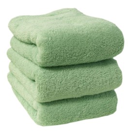 Face Towels, Set of 3, 13.4 x 31.5 inches (34 x 80 cm), 100% Cotton, Thick, Plain, Washable, Water Absorbent, Breathable Towel Blanket, Hotel Gift, Daily Towel, Bargain, Light Green