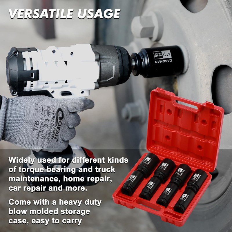 CASOMAN 3/4" Drive Deep Impact Socket Set, 8 Piece Set,