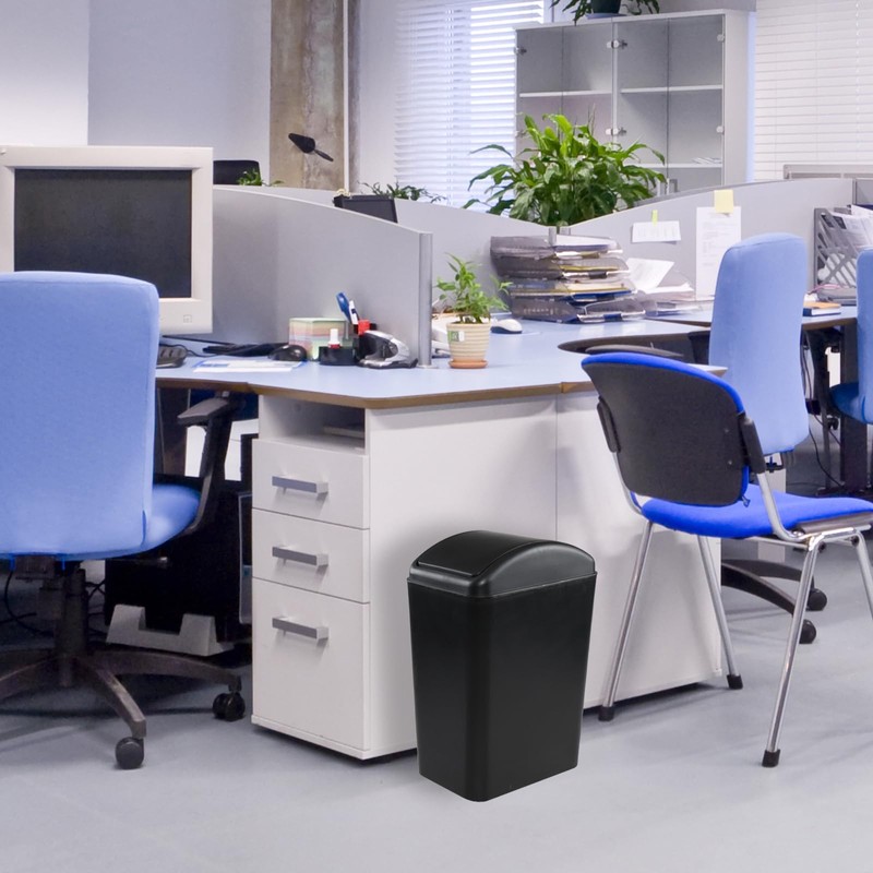 Oymlclivisa Black Plastic Swing Top Bin, 20 L Plastic Trash