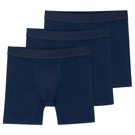 Terramar Men's 6" Silkskins Boxer Briefs, Navy, Small