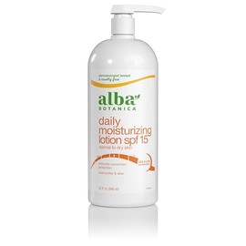 Alba Botanica Daily Moisturizing Lotion SPF 15, Normal to Dry Skin, with Shea Butter and Aloe, 32 Oz (Packaging May Vary)
