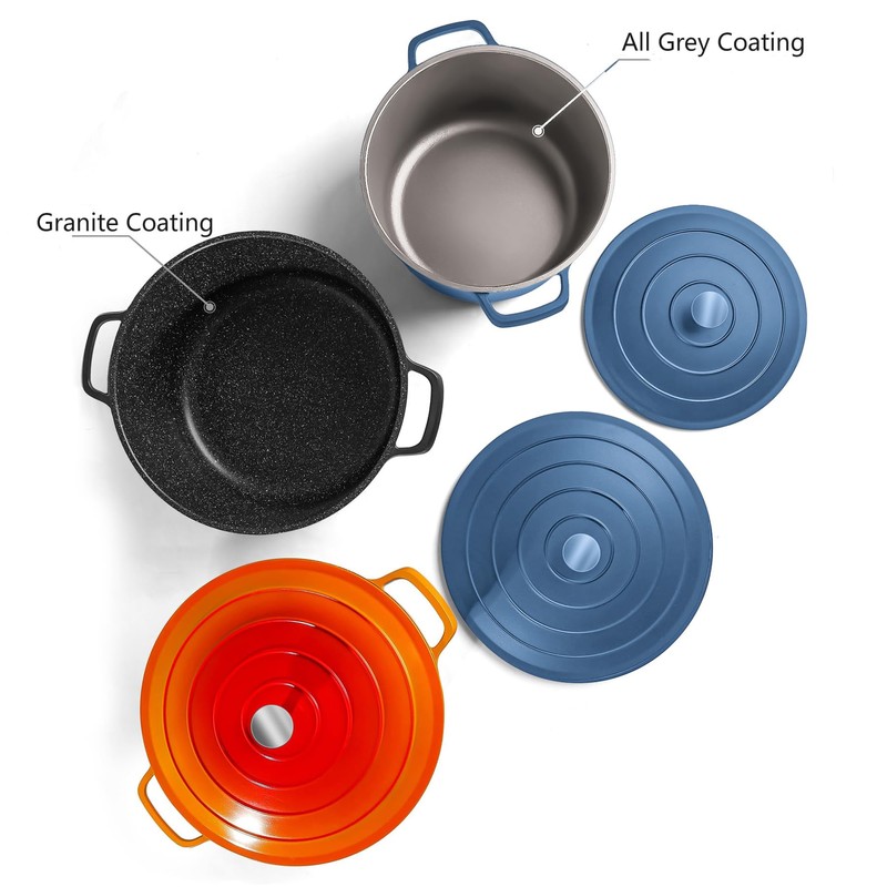 INSETFY Large Dutch Oven Pot with Lid-7.5QT Cast Aluminum Oven