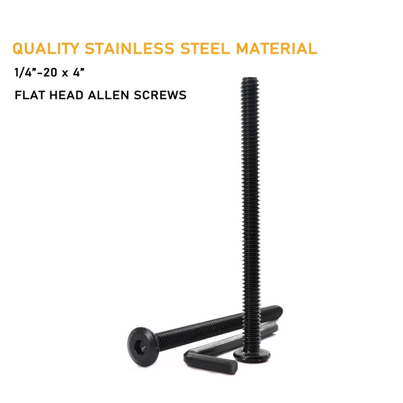 binifiMux 10pcs 1/4"-20 x 4 Black Rivet Countersunk Socket Cap