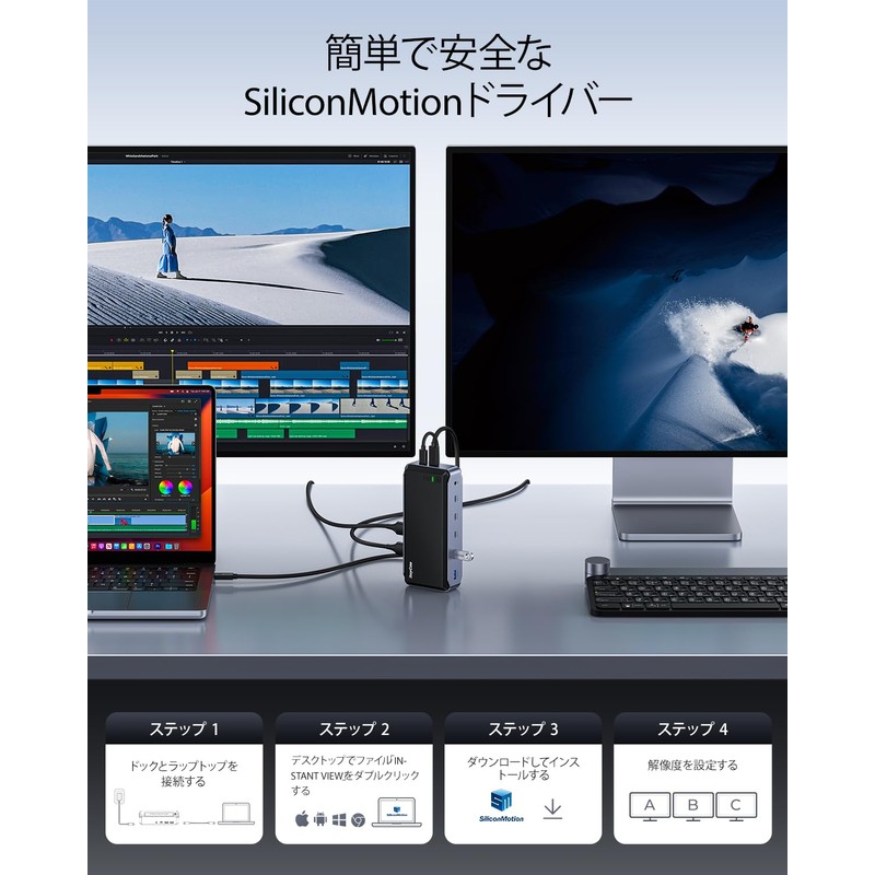RayCue 13IN1 USB-C Dock, 100W Output, 4K@30HZ, 1Gbps Ethernet Port,