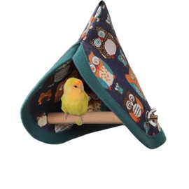 Bird Bed Blanket Parrot Nest Snuggle Hut for Cage Accessories,Parakeet Warm House Hanging Tent Bed Hammock Wood Stand Perch Swing Toy for Cockatiel Lovebird Cockatoo (Deep Blue)
