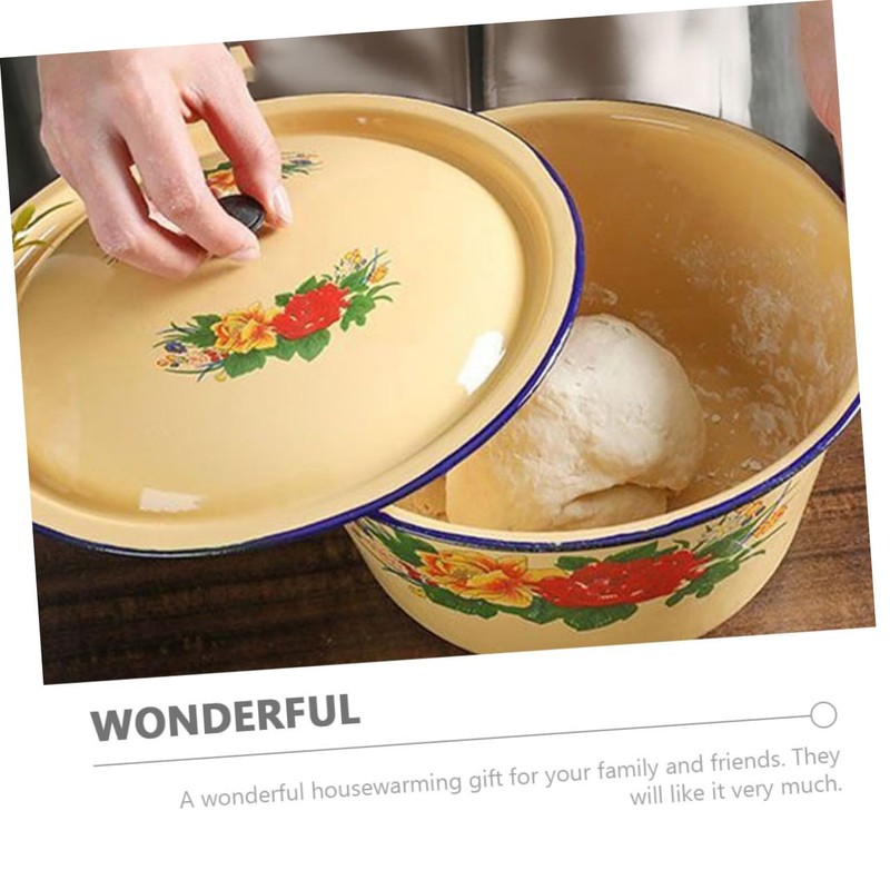 Mobestech Retro Enamel Mixing Bowl Lard Oil Storage Canister Decorative