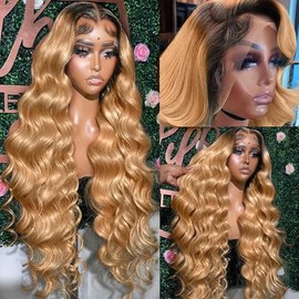 AMIRTY 200% density 13x6 Honey Blonde Lace Front Wigs Human Hair 13x6 Body Wave Lace Front Wigs Human Hair for Women Ombre HD Transparent Lace Frontal Wig Human Hair 22 inch