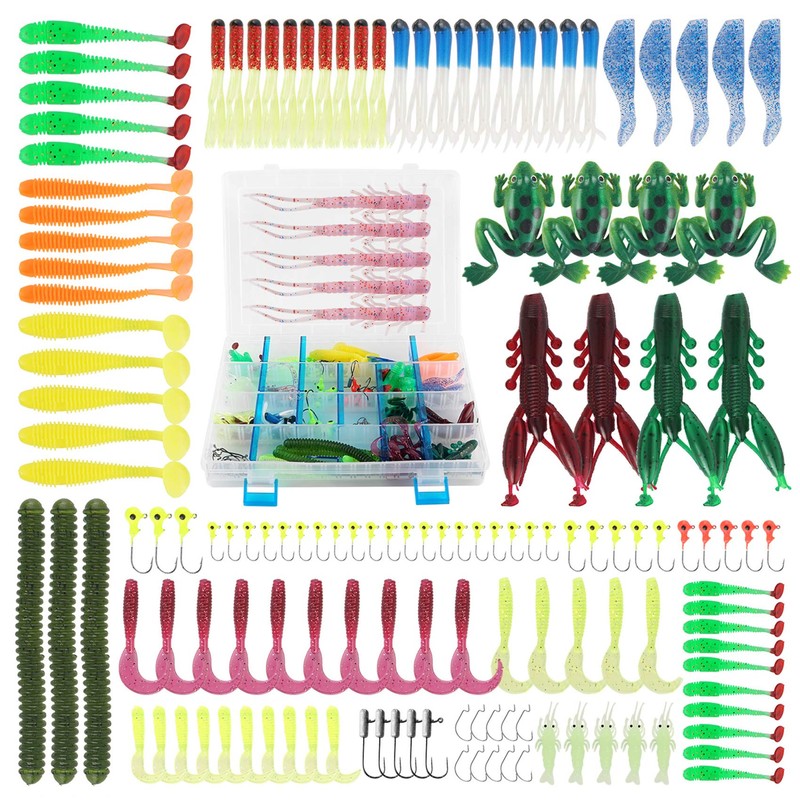 RoseFlower 146 Pieces Fishing Lure Kits Mixed Universal Artificial Soft