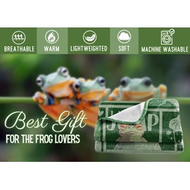 InnoBeta Frogs Gifts for Women, Frog Flannal Blanket 50" x 65", Frog Gifts for Christmas - Square Frog