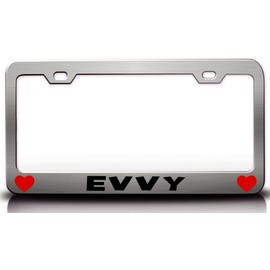 Custom Brother - Evvy w/Hearts Metal Car SUV Truck License Plate Frame Ch t94